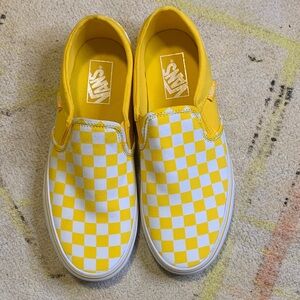 Vans Classic Yellow and White Checkerboard Slip-Ons
Women’s 9 Men’s 7.5